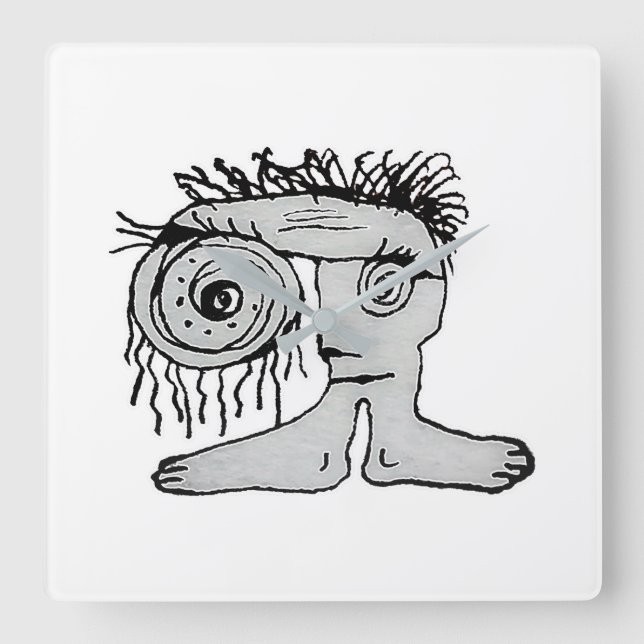 Weird Fantasy Creature Drawing Quadratische Wanduhr (Vorderseite)