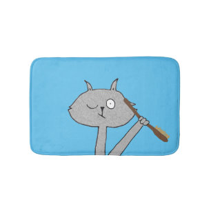 Weird Gray Cat Badematte