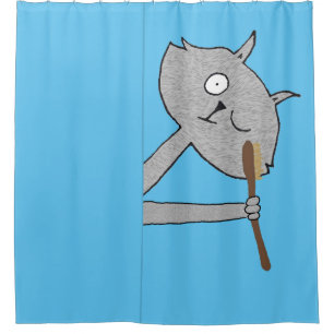 Weird Gray Cat Duschvorhang