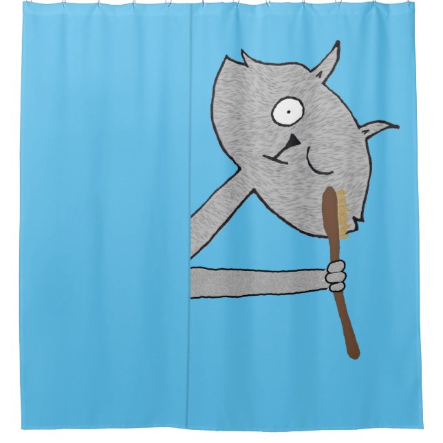 Weird Gray Cat Duschvorhang (Vorderseite)