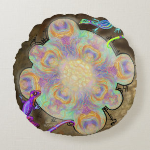 Weird Lizards Rundes Kissen