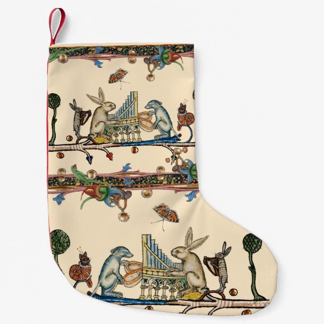 WEIRD MEDIEVAL BESTIARY MAKING MUSIC,Rabbit, Dog Kleiner Weihnachtsstrumpf (Vorderseite)