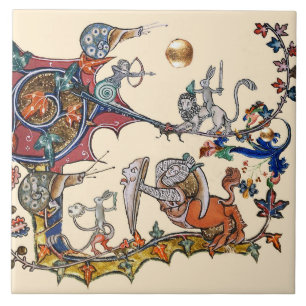 WEIRD MEDIEVAL BESTIARY WAR Snails ,Killer Rabbit Fliese