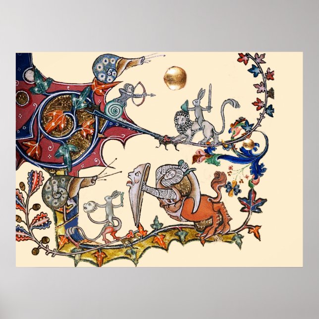 WEIRD MEDIEVAL BESTIARY WAR Snails ,Killer Rabbit Poster (Vorne)
