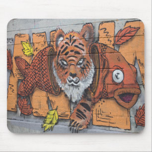 Weird Orange Tiger Fish Graffiti Mousepad