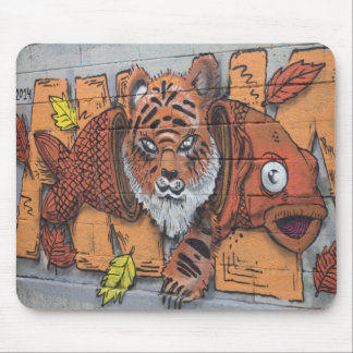 Weird Orange Tiger Fish Graffiti Mousepad
