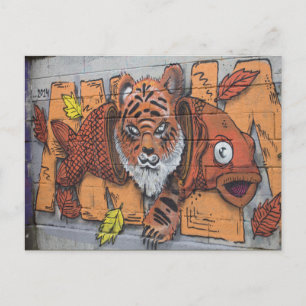 Weird Orange Tiger Fish Graffiti Postkarte