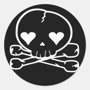 Weird Skull Goth Kawaii Stil SCHWARZ Runder Aufkleber