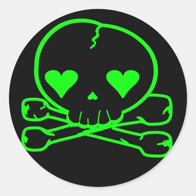 Weird Skull Goth Kawaii Style BLACK GREEN Runder Aufkleber (Vorderseite)
