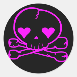 Weird Skull Goth Kawaii Style BLACK PINK Runder Aufkleber