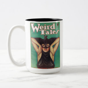 Weird Tales Magazin Frau in Fledermauskostüm Zweifarbige Tasse