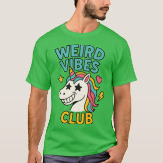 Weird Vibes Club Funny Unicorn Retro Pop Art Desig T-Shirt
