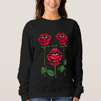 Weirdcore Aesthetic Peeping Red Roses Flower Flora Sweatshirt