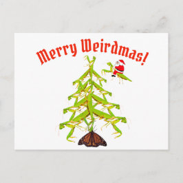 Weirdmas prier Mantis Tree Carte postale de Noël