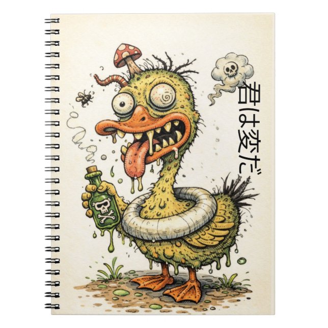 Weired duck drinking strange drink notizblock (Vorderseite)