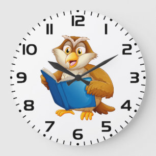 Weise Eule Lesebuch Große Wanduhr