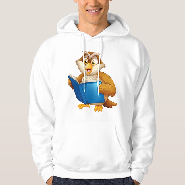Weise Eule liest Buch Hoodie (Vorderseite)