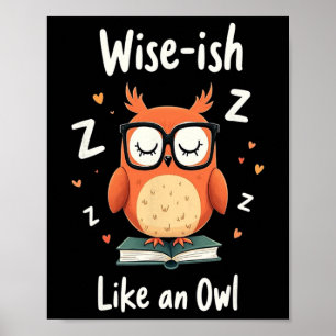 Weise Eule mit Gles Lustiger Nerd Zurück zur Schul Poster