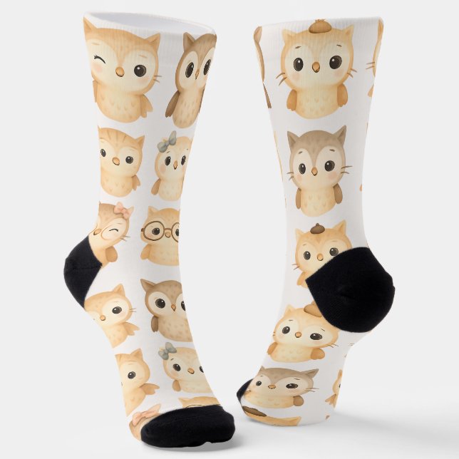Weise Eulen Socken (Gewinkelt)