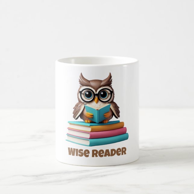 Weise Leser Eule Kaffeetasse Geschenk (Mittel)