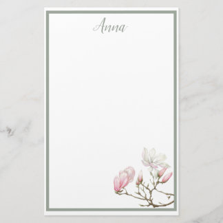 Weise Magnolien-personalisiertes stationäres Briefpapier