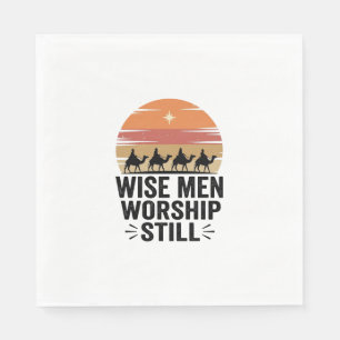 Weise Männer beten noch Vintage-Weihnachts-Shirt Serviette