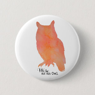 Weise wie eine typografische Aquarell-Eule Button