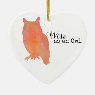 Weise wie eine typografische Aquarell-Eule Keramik Ornament