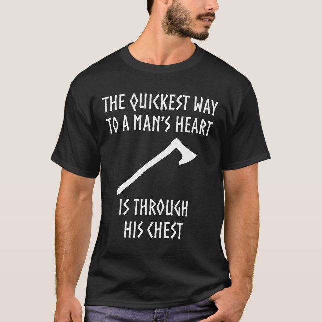 Weise zum Herzen lustiges Viking eines Mannes T-Shirt (Vorderseite)