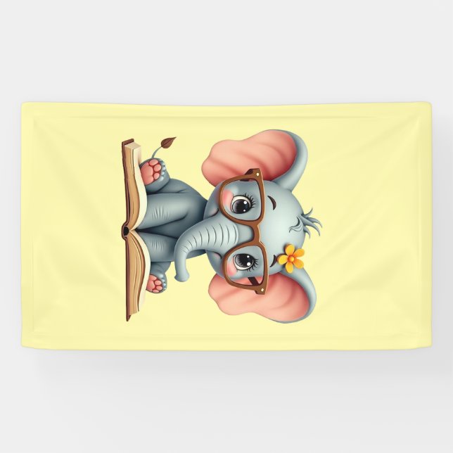 Weiser Baby-Elefant Banner (Horizontal)
