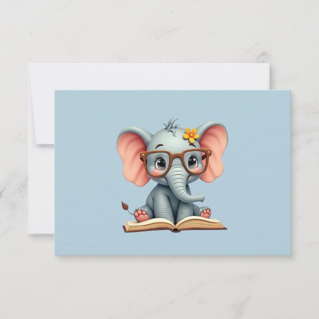 Weiser Baby-Elefant Dankeskarte (Vorderseite)