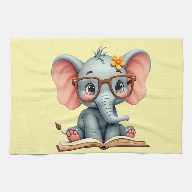 Weiser Baby-Elefant Geschirrtuch (Horizontal)
