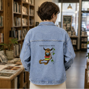 Weiser blauer süßer brauner lesender Uhu Bücher Jeansjacke