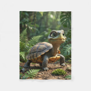 Weiser kleiner Schildkröte in üppiger Waldlandscha Fleecedecke