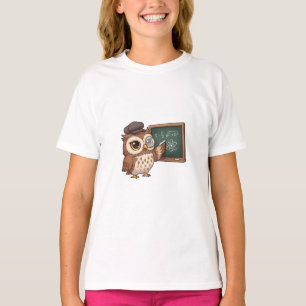 Weiser Professor Eule Mathe Wissenschaft Kinder T-Shirt