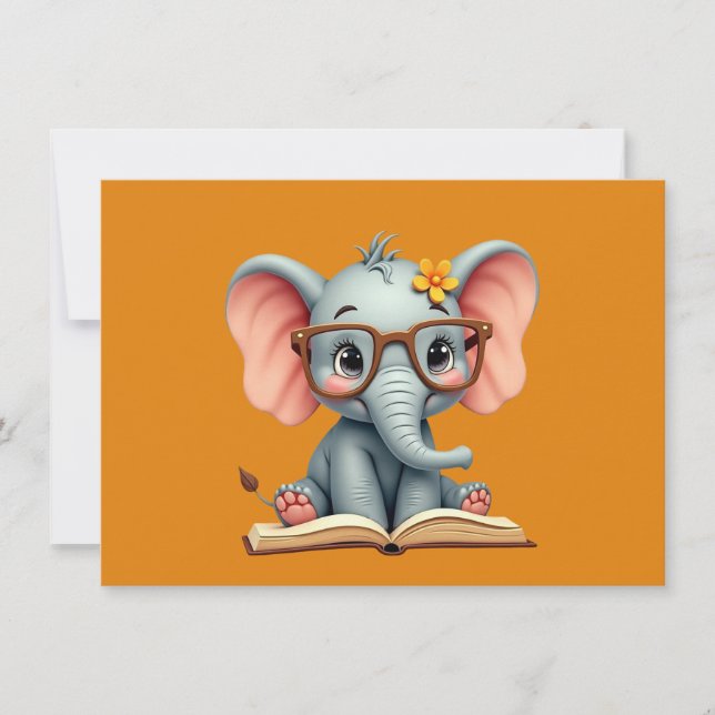 Weises Baby-Elefant Dankeskarte (Vorderseite)