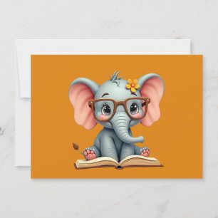 Weises Baby-Elefant Dankeskarte