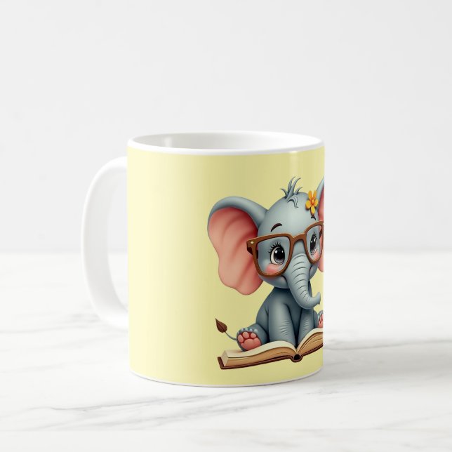 Weises Baby-Elefant Kaffeetasse (Vorderseite Links)