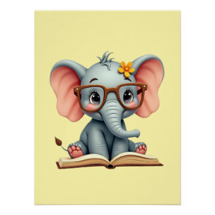 Weises Baby-Elefant Poster