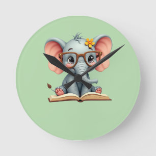 Weises Baby-Elefant Runde Wanduhr