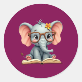 Weises Baby-Elefant Runder Aufkleber