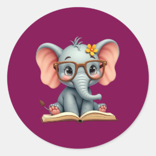 Weises Baby-Elefant Runder Aufkleber