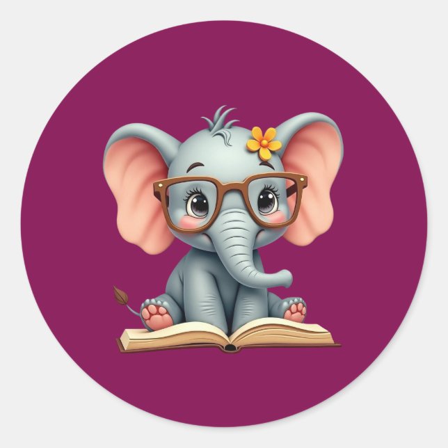 Weises Baby-Elefant Runder Aufkleber (Vorderseite)