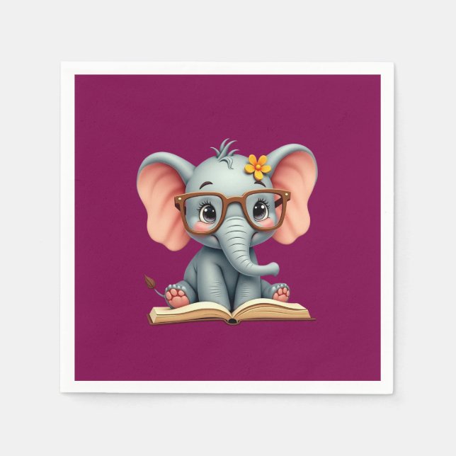 Weises Baby-Elefant Serviette (Vorderseite)