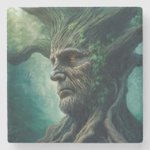 Weises Gesicht im alten Baum Mystischer Wald