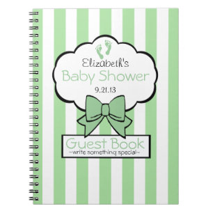 Weises gestreiftes Babyparty-Gast-Buch Notizblock