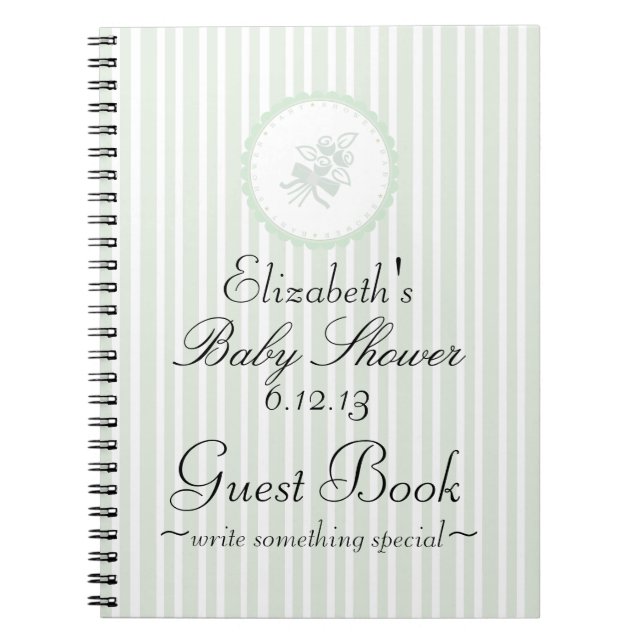 Weises Grün-elegantes Babyparty-Gast-Buch Notizblock (Vorderseite)