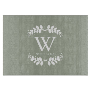 Weises Grün-Familien-Monogramm Schneidebrett