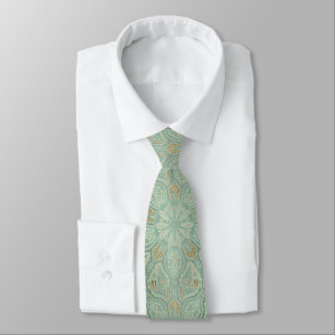 Weises Grün und Goldklassische Mandala-Krawatte Krawatte