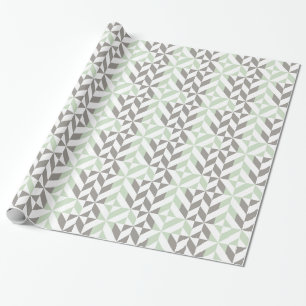 Weises Grün und silberner geometrischer Zickzack Geschenkpapier